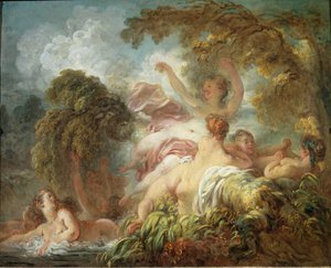 Badegjester - olje på lerret av Jean Honore Fragonard