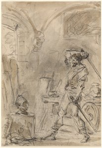 Don Quijote er i ferd med å slå hjelmen av Jean Honore Fragonard