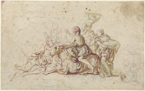 Europa kidnappet av Jupiter i skikkelse av en okse (?) av Jean Honore Fragonard