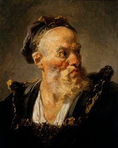 Leder for Old Man Painting av Jean Honore Fragonard (1732-1806) Paris fra 1700-tallet, Musee Jacquemart Andre av Jean Honore Fragonard