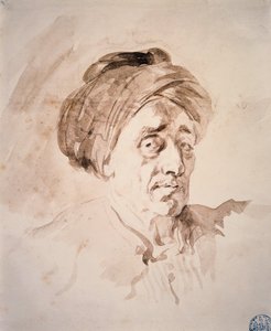 Hode med turban Tegning i vask av Jean Honore Fragonard (1732-1806). Besancon fra 1700-tallet. Museum of Fine Arts av Jean Honore Fragonard