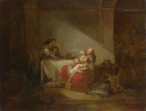 Interiørscene. Den glade mor, andre halvdel av 1700-tallet. av Jean Honore Fragonard