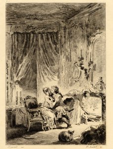 Jean de la Fontaine (1621 - 1695). "" Fortellinger. The prayer of Saint Julien", illustrasjon av Fragonard (1732 - 1806). Tegning. av Jean Honore Fragonard