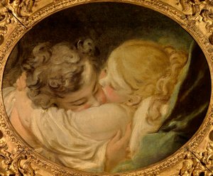 Le baiser-maleri av Jean Honore Fragonard (1732-1806) Privat samling fra 1700-tallet av Jean Honore Fragonard