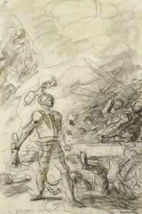 Orlando undertrykker en brigand med et brannmerke (penn og blekk, kritt og vask på papir) av Jean Honore Fragonard