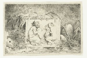 Satyr og nymfe med to barn Bacchanales (serietittel) Nymphs and Satyrs (serietittel) av Jean Honore Fragonard