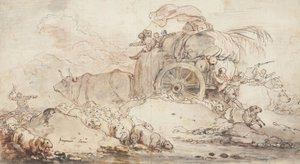 The Stalled Cart, 1759 av Jean Honore Fragonard