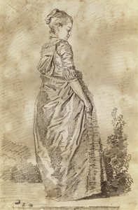 Ung kvinne går (rødt kritt på papir) av Jean Honore Fragonard