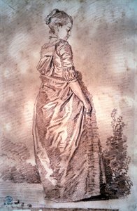 Ung kvinne går og tegner et blod av Jean Honore Fragonard av Jean Honore Fragonard