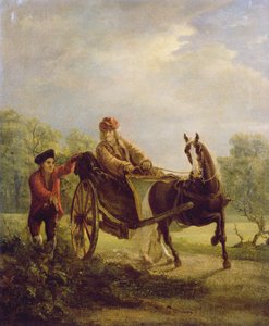 Voltaire (1694-1778) i en cabriolet på Ferney