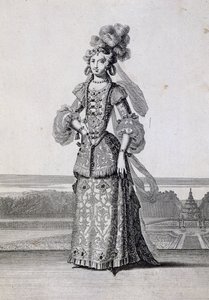 Kvinnelige ballettkostymer, gravering av Jean Berain den eldste (1637-1711), Frankrike