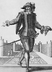 Seriøs skuespiller, scenekostyme, gravering av Jean Berain den eldste (1637-1711), Frankrike