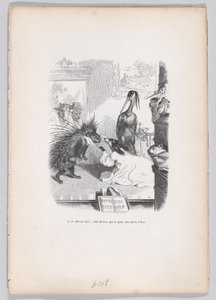 Ved denne skremmende historien kaster Zemire seg for Azors føtter fra Scener fra ..., ca. 1837-47. av Jean Ignace Isidore Gérard