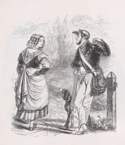 The Hunter and the Milkmaid fra The Complete Works of Béranger, 1836. av Jean Ignace Isidore Gérard