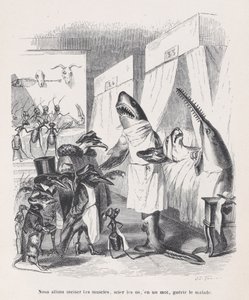 Vi skal snitte musklene, sage beinene, kort sagt helbrede de syke fra Sc..., ca. 1837-47. av Jean Ignace Isidore Gérard