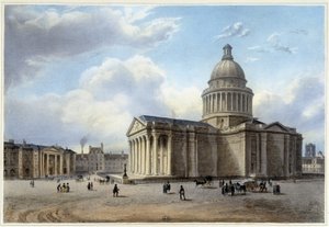 Pantheon - i "Walk in Paris and its environments", designet av Jacottet og Benoist, ca. 1840