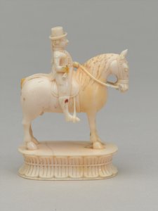 Hvit ridder, sjakkbrikke, India, 1820 ca