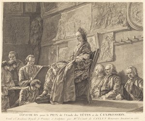 Konkurranse om prisen for studiet av hoder og uttrykk av Jean Jacques Flipart after Charles Nicolas Cochin II