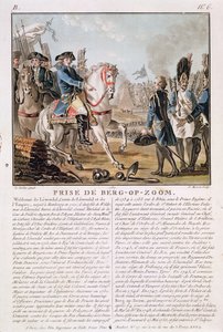 The Taking of Berg-op-Zoom, Nederland, 1747, gravert av Jean Baptiste Morret (fl.1790-1820), 1787