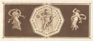 Minerva sitter i en dekorativ åttekant, med en figur til venstre og til høyre Natten..., 1784. av Jean Jacques Lagrenee