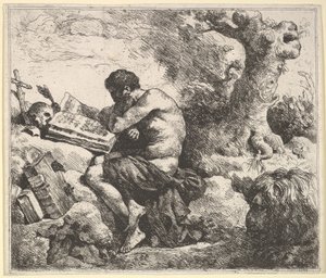 St. Hieronymus i et landskap, 1762-63. av Jean Jacques Lagrenee