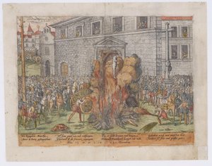Henrettelsen av Anne du Bourg 23. desember 1559, 1568 av Jean Jacques Perrissin