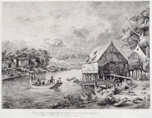 En mølle ved bredden av elven, 1774 av Jean Jacques de Boissieu