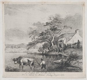 Herdsman and Bull, etter Ruisdael, 1772. av Jean Jacques de Boissieu