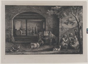 Interiør av en gård i Saint-Jean-de-Touslas, 1793. av Jean Jacques de Boissieu