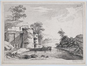 Gamle tårn på en elvebredd, 1763. av Jean Jacques de Boissieu