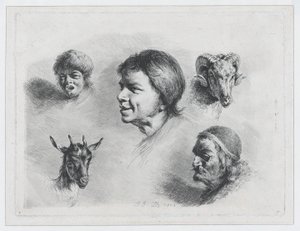 Studie av fem hoder, 1803. av Jean Jacques de Boissieu