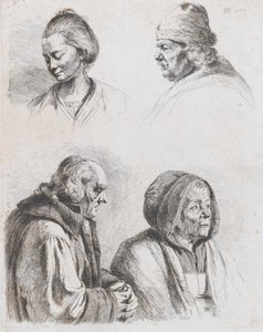 Studie av fire hoder, 1770. av Jean Jacques de Boissieu