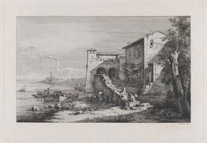 Utsikt over det gamle tollhuset i Roma, 1807.