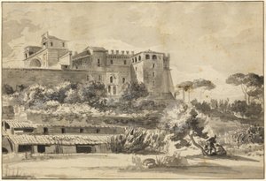 Utsikt over en italiensk villa og hager (Vatikanets Belvedere)