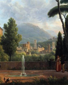 Landskapet har fontenedetaljen til et maleri av Joseph Bidault (1758-1846). 1821 Valencia. Museum of Fine Arts