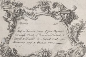 Byttekort for Frazer, hærtrykker, skrivemaskin og bokbinder, 1736. av Jean La Rocque