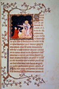 Duke John I of Berry (1340-1416) før Holy Trinity Miniature hentet fra manuskriptet (ms. lat. 18014) "The Little Hours of John of Berry"" belyst av John the Black, ca. 1375. Paris, B.N. av Jean Le and workshop (attr. to) Noir