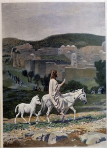 Kristi inntog i Jerusalem på Palmedagen. Gravering etter et maleri av Jean Leon Gerome (Jean-Leon Gerome