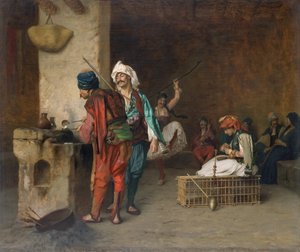 Cafe House, Cairo Casting Bullets, 1884 eller tidligere. av Jean Leon Gerome