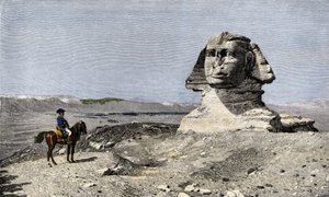 Egypts felttog (ekspedisjon) (1798–1801): Napoleon I Bonaparte (1769–1821) foran sfinksen i Giza i Egypt av Jean Leon Gerome