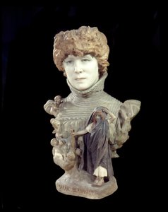 Marmorbyste av komiker Henriette Rosine Bernard kalt Sarah Bernhardt (1844-1923). Skulptur av Jean Leon (Jean-Leon) Gerome (1824-1904) 1895 rundt Paris, musee d