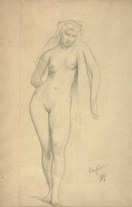 Omphale, ca. 1887 (grafitt på papir) av Jean Leon Gerome