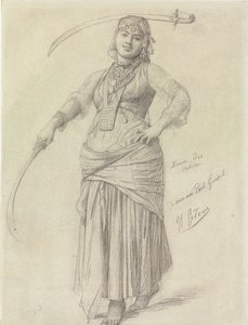 Sabre Dance (blyant på papir) av Jean Leon Gerome