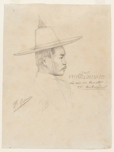 Studie for "Mottakelsen av de siamesiske ambassadørene i Fontainebleau" av Jean Leon Gerome