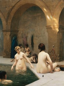 Badegjestene; The Baigneuses, ca. 1889 av Jean Leon Gerome