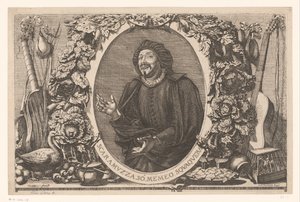 Portrett av Tiberio Fiorilli i rollen av Scaramuccia (Scaramouche) av Jean Lepautre (attributed to)