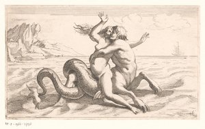 Triton kidnapper en kvinne av Jean Lepautre (attributed to)