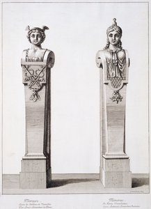 Byster av Merkur og Minerva av Louis Lerambert i Versailles, 1674 av Jean Lepautre