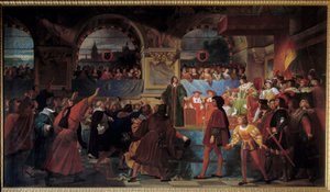 Kong Ludvig XII utropte folkets far til Generalstatene i Tours 14. mai 1506. Denne tittelen ble gitt til ham fordi han reduserte størrelsen, skatt betalt av vanlige. Maleri av Jean Louis Bezard (1799-1861)