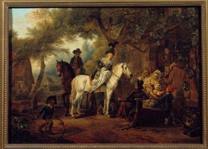 Passasjerstopp. Maleri av Jean Louis Demarne (1744-1829)